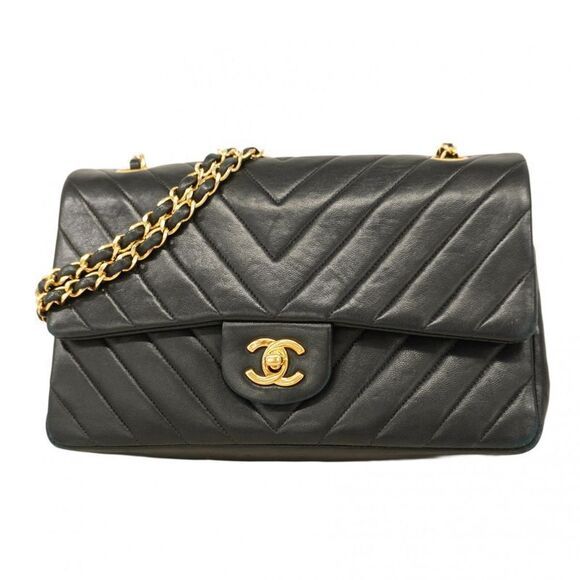 Chanel Handbags - Chanel Shoulder Bag V-stitched Lambskin Black Gold Hardware Women